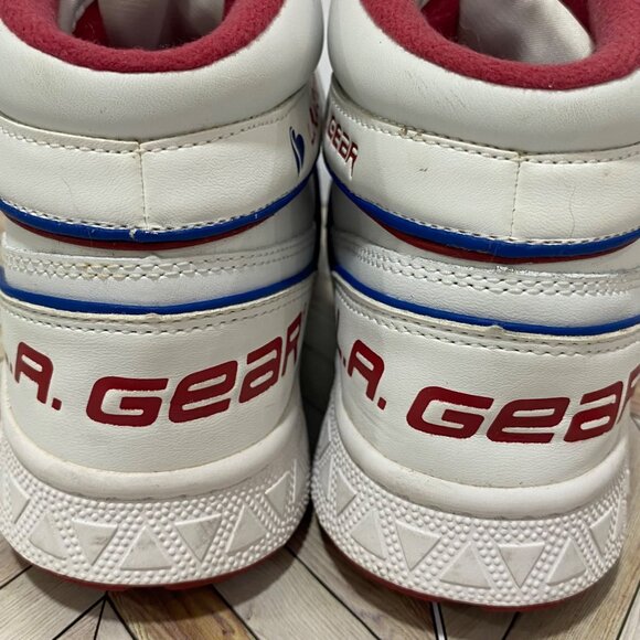 L.A Gear Skechers High-Top White Leather Sneakers With Red Blue Accents Size 6.5 - Picture 10 of 13
